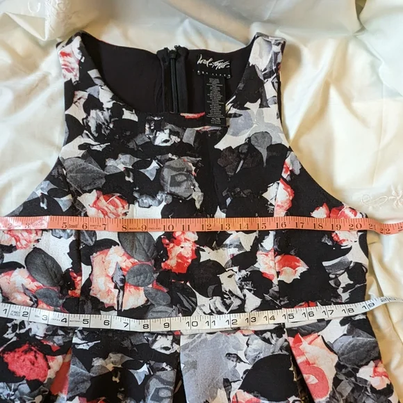 Lord & Taylor szXL foam scuba floral black fit & flare midi retro dress VGUC - Picture 3 of 8
